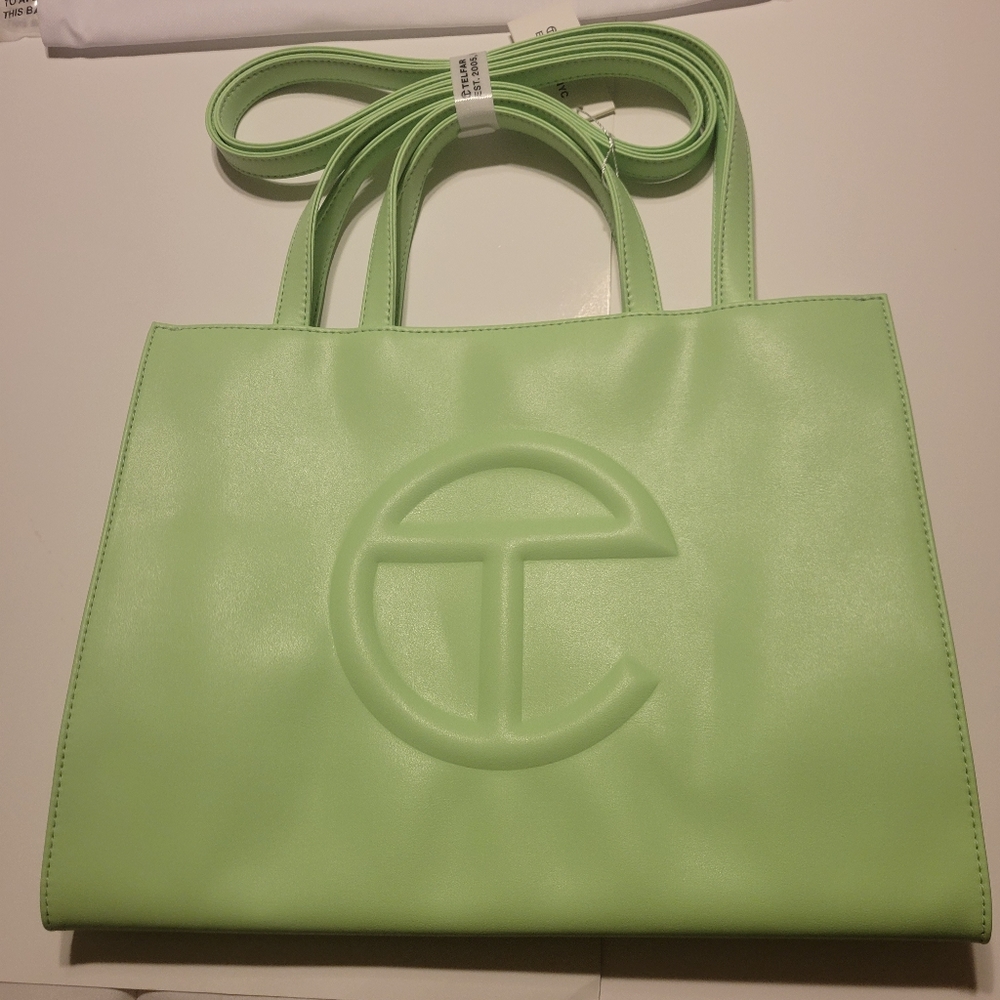Medium Double Mint Shopping Bag- Green - Picture 5 of 16